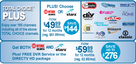 DIRECTV Total Choice Plus - 185+ Channels